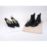 Jimmy Choo: a pair of Chelsea black leather ankle boots, size '40', in dust bag, together with a