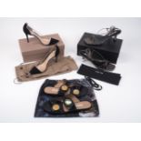 Gianvito Rossi: a pair of Camoscio black suede and transparent plastic heels, size '40', with dust