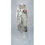 Rue de Mail: a cream dress with birds and abstract shapes, size '38' Please refer to department