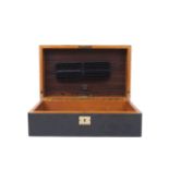 A modern Davidoff lacquered wood humidor, with recessed brass carrying handles, the interior lacking