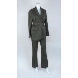 LVIR: a Summer wool tailored jacket in khaki grey, size 'S', with matching khaki grey slit pants,