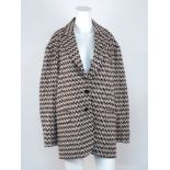 Tibi: a Silas Jacquard Liam jacket in 'rusty brown multi' colour way with buckle to the reverse