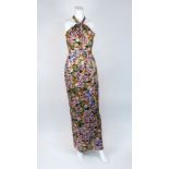 Borgo De Nor: an Alyona floral print metallic silk blend halterneck maxi dress, size '8', together