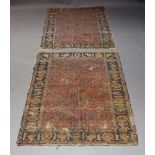 A near pair of Fereghan rugs, late 19th Century, all over herati design in red field.183cm long,