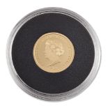 A gold Elizabeth II 400th Anniversary commemorative specimen half-Laurel gold coin, 4.0g, in