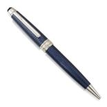 A 'Meisterstruck Solitaire Blue Hour' midsize ballpoint pen, by Montblanc, the barrel of dark blue