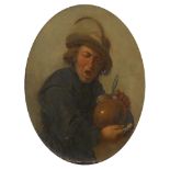 Follower of David Teniers the Younger, Flemish 1610-1690- A man holding a stoneware flagon and