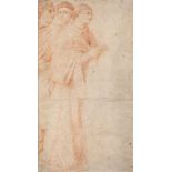 Florentine School, late 16th Century- Study of three men, standing, in robes and hats; red chalk