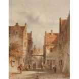 Petrus Gerardus Vertin, Dutch 1819-1893- Dutch street scene; pencil and watecolour on paper,