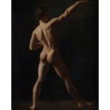 French Neoclassical School, late 18th / early 19th Century- Standing male nude, turned to the right,