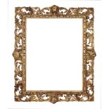 A Carved and Gilded Pierced Florentine Frame, 18th Century, with cavetto sight, schematic egg-and-