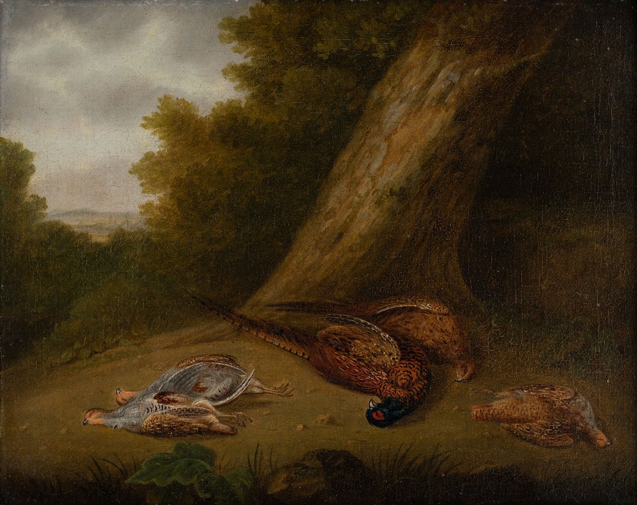 Attributed to Henry Thomas Alken, British 1785-1831- The day’s bag; oil on canvas, signed and