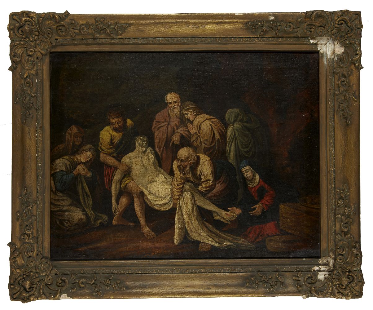Northern European Provincial School, mid 19th Century- The Deposition of Christ; oil on canvas, 49.5 - Image 2 of 3