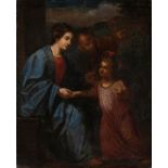 Follower of Giovanni Francesco Barbieri, called il Guercino, Italian 1591-1666- The Holy Family; oil