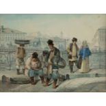 Karl Ivanovich Kollman, Russian 1788-1846- Buskers; and Meeting on the road to town; each pencil and