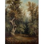 Joseph Mellor, British fl.1850-1895- Park scene with deer; oil on canvas, signed, titled and