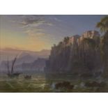 Josef Rebell, Austrian/German, 1787-1828- View of Sorrento at sunset; oil on canvas, signed (lower
