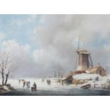 A. De Groote, Dutch 1892-1947- A Dutch winter landscape with skaters; oil on panel, signed 'A. de