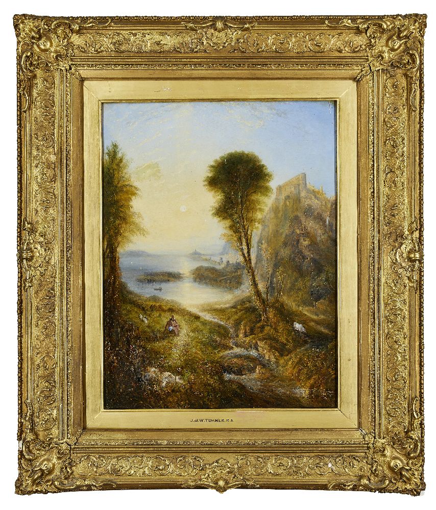 Follower of Joseph Mallord William Turner RA, British 1775-1851- Mercury and Argus; oil on half inch - Image 2 of 3