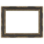 A Parcel Gilded and Ebonised Chinese Chippendale Style Frame, late 20th Century, with cavetto sight,