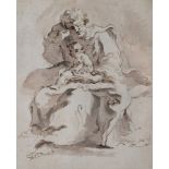 Venetian School, 18th Century- Father and child; pencil, pen and brown ink and grey wash on paper,