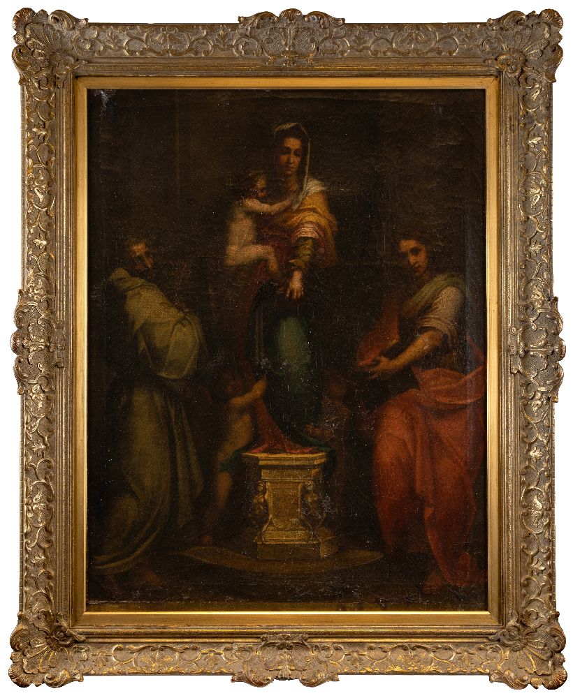 Rodolfo Paoletti, Italian 1824-1891- Madonna of the Harpies, After Andrea del Sarto; oil on - Image 2 of 3