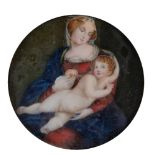 After Raphael, Italian 1483-1520- The Bridgewater Madonna; miniature painting on paper or vellum,
