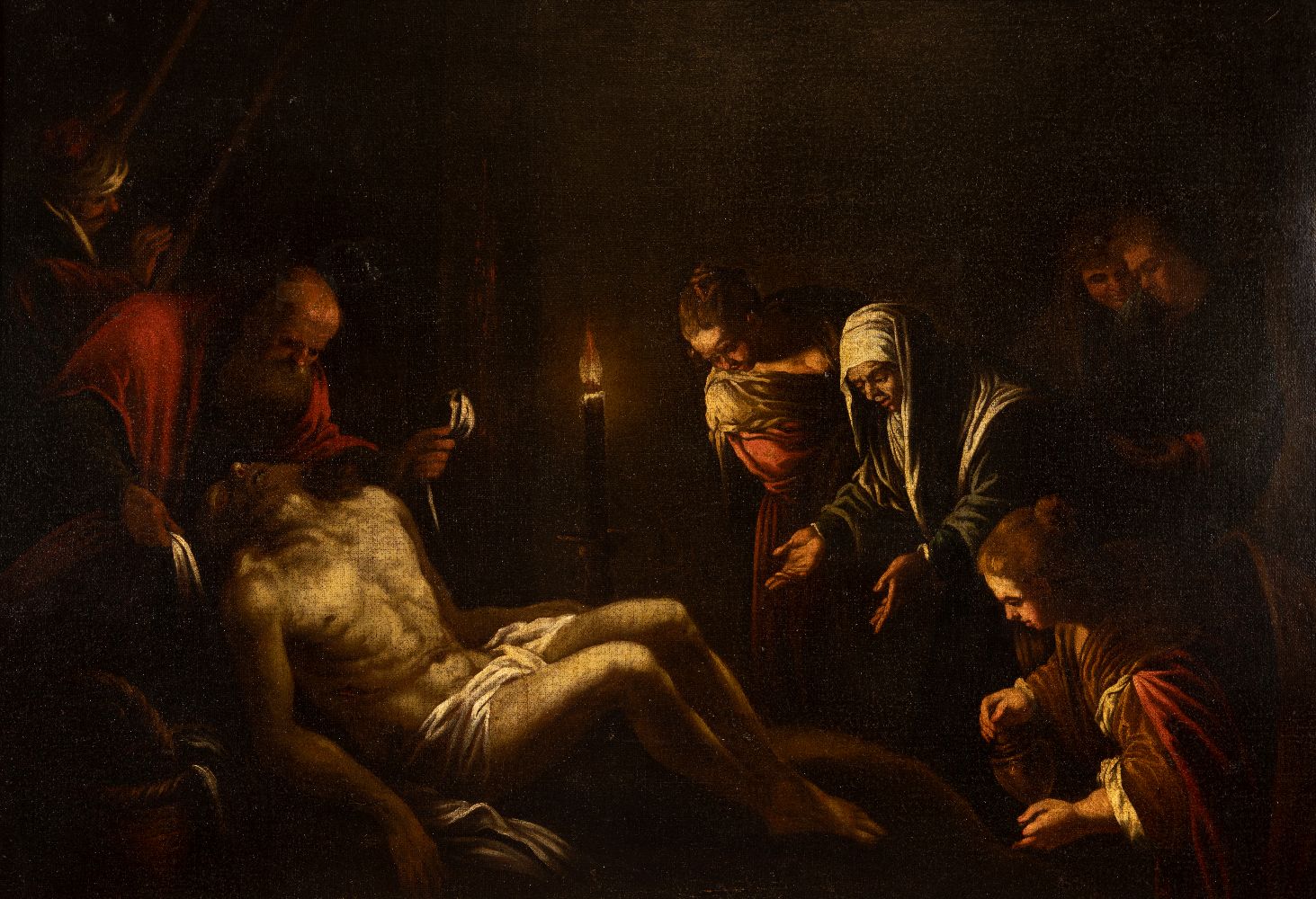 After Jacopo Bassano, early 18th Century- The Lamentation; oil on canvas, 84.8 x 121 cm. Provenance: