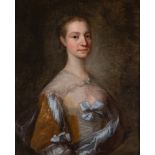 Circle of Joseph Wright of Derby, ARA, British 1734-1797- Portrait of a lady, half-length, wearing