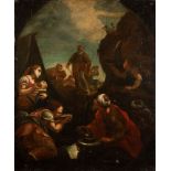 Circle of Pietro Dandini, Italian 1646-1712- Moses Striking Water from the Rock; oil on canvas, 71.6