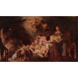 After Bartolomé Esteban Murillo, Spanish 1618-1682- The Birth of the Virgin; oil on canvas, 25.5 x