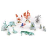 A group of modern Herend porcelain models of animals, late 20th/early 21st century, to include a