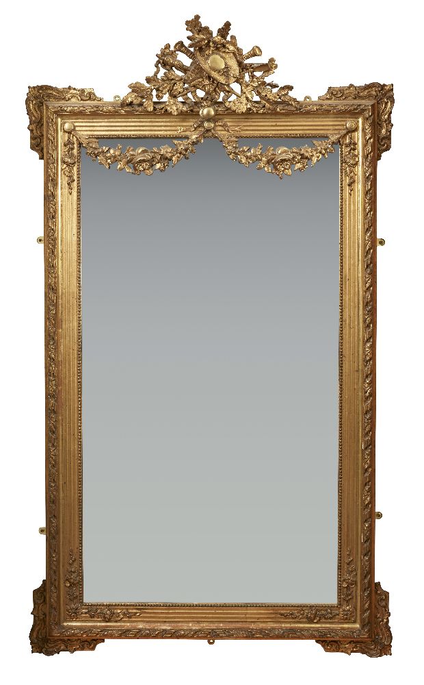 AMENDEDMENT - THE SIZE IS 161 X 93CM INSTEAD OF 130 X 127CM. French giltwood overmantel mirror