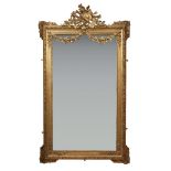 AMENDEDMENT - THE SIZE IS 161 X 93CM INSTEAD OF 130 X 127CM. French giltwood overmantel mirror