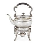 A George V silver tea kettle and stand, Sheffield, 1916, Horace Woodward, the rectangular shaped