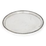 A planished Swedish tray, Stockholm, 1920, K. Anderson, stamped with 800 standard mark for silver,