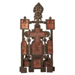 An Ethiopian carved and painted wood devotional icon or altarpiece, early 20th century,