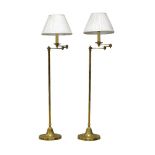 A pair of modern brass adjustable reading lamps, late 20th century, each with articulated arm and