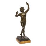 An Italian bronze model of the Dancing Faun, after the Antique, late 19th century, the stepped