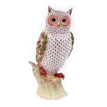 A Herend limited edition Reserve Collection porcelain model of a Watchful Owl, late 20th/ early 21st