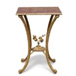 A giltwood occasional table, 19th century, with agate drop-in top, the gilt frame with decorative