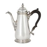 A George II silver coffee pot, London, 1745, Thomas Whipham, of tapering cylindrical form with