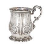 A Victorian silver christening mug, London, 1854, James & Nathaniel Creswick, the panelled