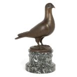 P. Quintin, late 19th century, a French bronze model of a pigeon, cast signature P.Quintin, on a