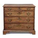 A George III mahogany chest, late 18th century, the top with moulded edge, with four long