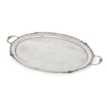 An Elizabeth II silver twin-handled oval tray, Sheffield, 1955, Cooper Brothers & Sons, of plain