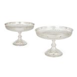 A pair of George V silver tazza with pierced sides, Birmingham, 1926, Alexander Clark & Co., each