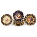 Ten Coalport cabinet plates with fruit, signed by Frederick Chivers, British, 1881-1965, circa