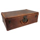 A Louis Vuitton brown leather suitcase, early 20th century, the lock engraved Louis Vuitton, 18
