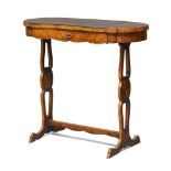 A continental tulipwood and inlaid side table, late 19th century, the kidney shaped top with
